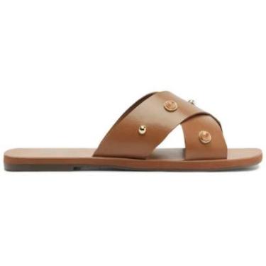 Imagem de Rasteira Tiras Cruzadas Pedrarias Couro Lançamento Anacapri-Feminino