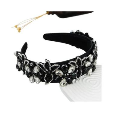 Imagem de Tiara Feminina Retrô Barroca Com Strass E Cristais  Faixa De Cabelo Da