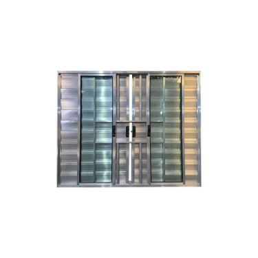 Imagem de Janela Veneziana 6 Folhas Com Grade Alumínio Brilhante 120x150 - Breco