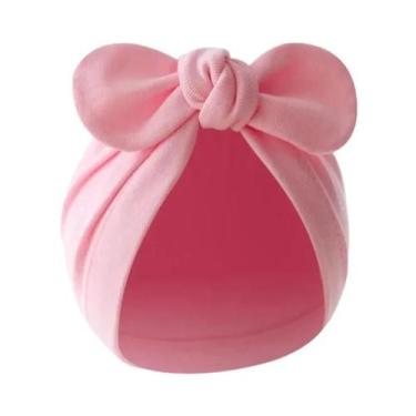 Imagem de Gorro De Algodão Para Meninas E Meninos Com Laços Para Recém-Nascidos 