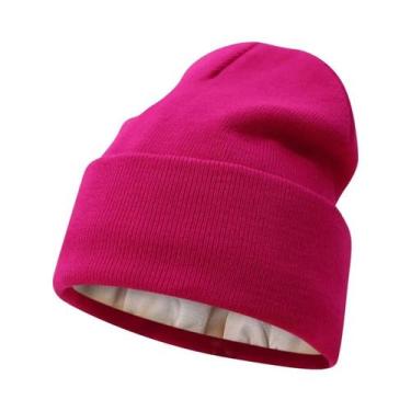Imagem de Gorro Unissex De Inverno Em Tricô Com Forro De Cetim, Quente E Com Pun