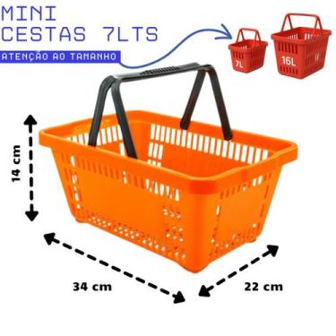 Imagem de Kit 25 Mini Cestinhas Farmácia 7Lts 34x22x14cm Cesta Mercado Loja - JR