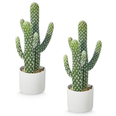 Imagem de ASTRIDIA Cacto artificial pequena suculenta falsa planta de cerâmica para casa, escritório, cozinha, sala de estar, mesa, prateleira e interior Dec-25P0413-2