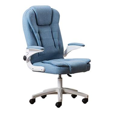 Imagem de Cadeira executiva ergonômica de escritório, cadeira de computador de linho de algodão extra acolchoada para casa, quarto e sala de estudo - Design confortável para uso o dia todo