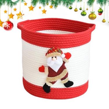 Imagem de Cesta de tecido de Natal, armazenamento de lavanderia, cesta de corda de Natal, suporte para roupas sujas - para aniversário, homens, comida de Páscoa, chocolate, doces, frutas, dos namorados
