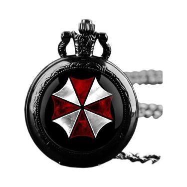 Imagem de Relógio De Bolso Feminino Preto Em Aço Inoxidável Com Quartzo, Colar C