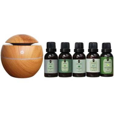 Imagem de Combo Difusor Elétrico + 5 Essências de 30ml hidrossolúveis Kit:Verdes