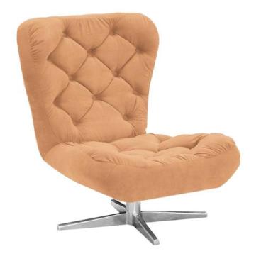 Imagem de Poltrona Decorativa Botonê Iris Suede Caramelo Sisal com Base Estrela 