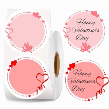 Imagem de Adesivos térmicos diretos de 5 cm etiquetas adesivas feliz dia dos namorados - design de coração doce dia dos namorados decorações de amor para etiqueta térmica adesivo de envio de festa de feriado