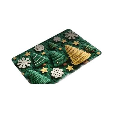 Imagem de Tapete De Porta De Natal Com Boneco De Gengibre E Papai Noel Vermelho,