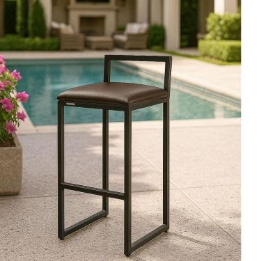 Imagem de Banqueta Altas Mesa Bistrô Gourmet Varanda Cozinha Bar Marrom