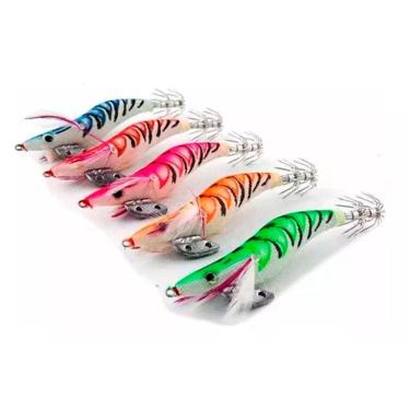 Imagem de Kit 6 Isca Artificial Zangarilho Escuro 13cm Pesca Lula 24 Fisgas