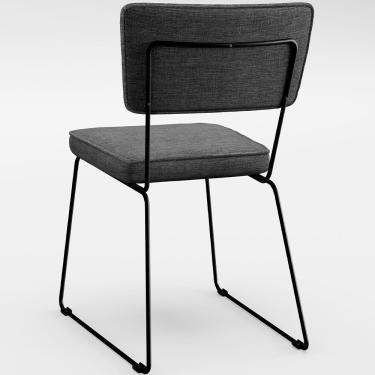 Imagem de Kit 4 Cadeiras Estofada Faixa Corano Preto Cinza Escuro