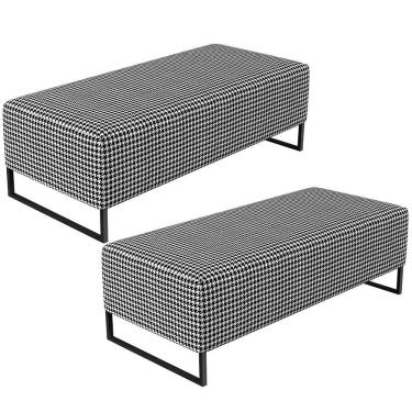 Imagem de Kit 02 Puffs Bali W01 Base Ferro 120x50 Cm Suede Pied Poule