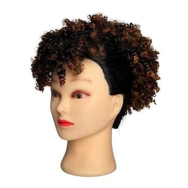 Imagem de Coque Com Franja Fibra Sintetica Belinda 10cm - Cor Preto/Mel Escuro -