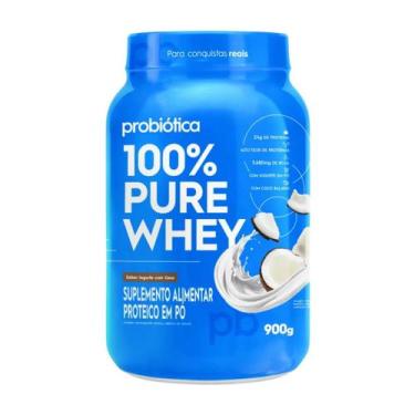 Imagem de Whey Protein 100 Pure 900g Pote Probiotica, Iogurte com coco