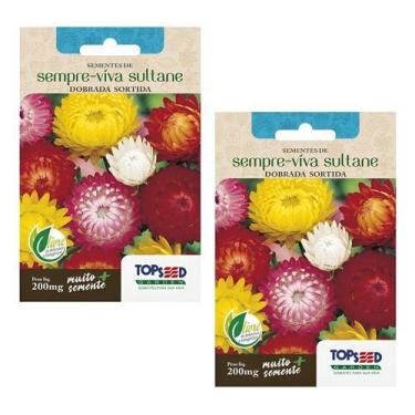 Imagem de 2x Sementes Sempre Viva Sultane Dobrada Sortidas Helichrysum - Topseed