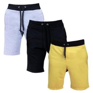 Imagem de Kit 3 Bermudas Moletom Shorts Fitness Academia Treino P ao GG Premium-Masculino