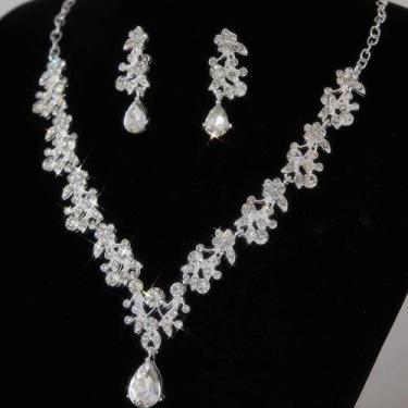 Imagem de Conjunto De Colar E Brincos De Luxo Para Noivas Com Zircônia E Strass,