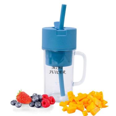 Imagem de Mini Liquidificador Portátil Shake Suco Juice Cup Caneca Cabo Usb Azul