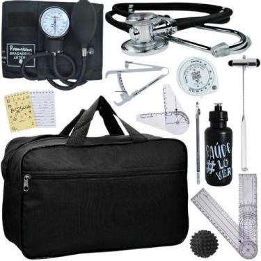 Imagem de Kit Bolsa Fisioterapia Acadêmico Goniômetro Martelo Buck Fita Antropom