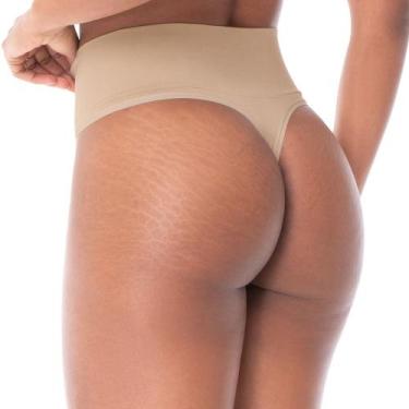 Imagem de Calcinha Fio Dental Cós Alto sem Costura Bege - Zee Rucci, P