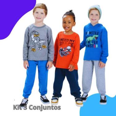 Imagem de Kit 3 Conjuntos De Moletom Infantil Inverno Menino LIQUIDAÇÃO - TGS Co