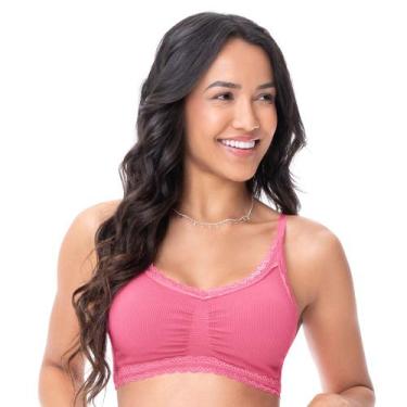 Imagem de Top Rib com Renda e Bojo Removível sem Costura Rosa Deserto - Zee Rucc
