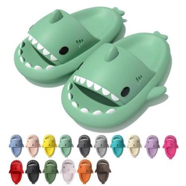 Imagem de Sandálias rosyclo Shark Cloud Slip-On verde claro tamanho 10-10.5