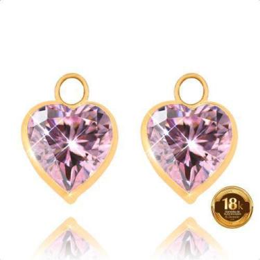 Imagem de Pingentes em Ouro 18k Coração 6mm para Brinco Rosa - Dream Factory Jói