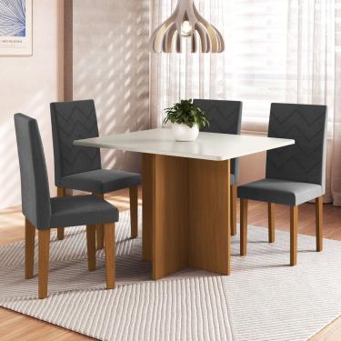 Imagem de Mesa de Jantar 4 Lugares Denver Freijo/Off White/Grafite - Panorama Móveis