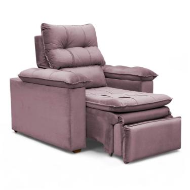 Imagem de Poltrona do Papai Reclinável Retrátil Bonari Veludo Rosê - Loja Sheep