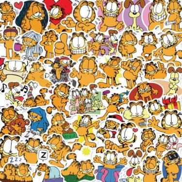 Imagem de Conjunto de adesivos Garfield Theme Orange Cat Waterproof 50 unidades 