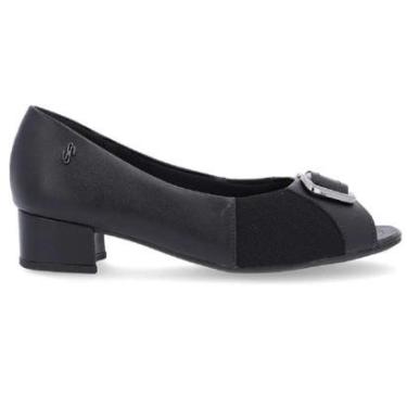 Imagem de Sapato Usaflex em Couro Salto Bloco Indicado Joanetes-Feminino