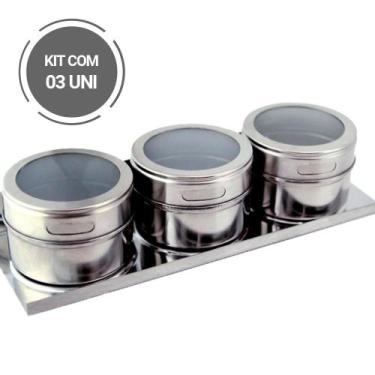 Imagem de Porta Temperos Condimentos Magnético Inox - 3un (CK) - Clink