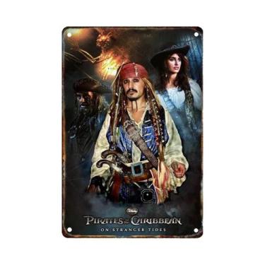 Imagem de Placa De Metal Retrô Piratas Do Caribe Disney Arte De Parede Decoração