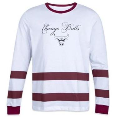 Imagem de CAMISETA MASCULINA NEW ERA CHICAGO BULLS CLASSIC NBI24TSH026 MANGA LONGA BRANCA-Masculino