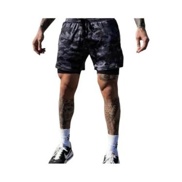 Imagem de Shorts Masculinos De Corrida E Treino 2 Em 1 Com Secagem Rápida E Resp