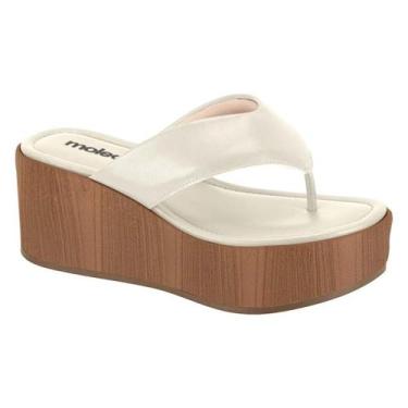 Imagem de Tamanco Feminino Moleca Plataforma Dedo Amadeirado Original -, Branco 