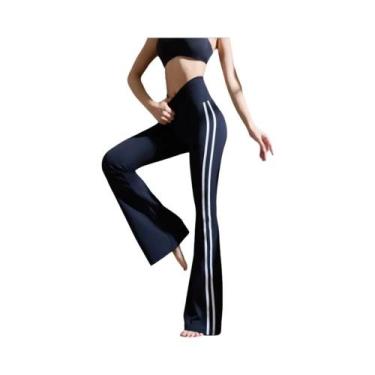 Imagem de Calças Legging De Yoga Femininas De Cintura Alta Com Perna Larga E Bar
