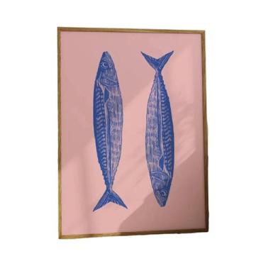 Imagem de Pôster De Arte Em Tela Com Peixe Koi Vermelho, Decoração Moderna E Min