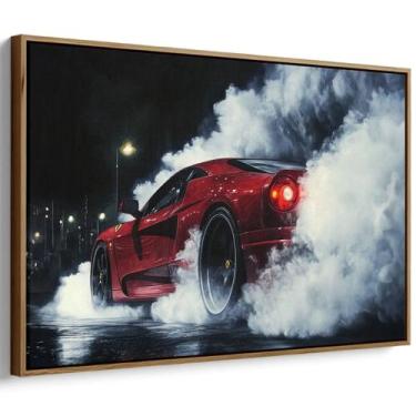 Imagem de Quadro decorativo Carro Vermelho Desafiando a Noite Urbana - Art Canva