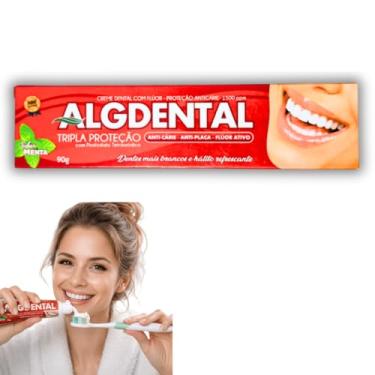 Imagem de Creme Dental Algdental – Branqueador e Refrescante com Flúor, Cálcio e Bicarbonato | Previne Cáries, Protege o Esmalte e Garante Hálito Fresco | 90g – ALGSUN | 1 Unidade
