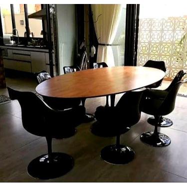 Imagem de Mesa De Jantar Saarinen Oval 120x80 Cm Freijó Cor Preto - O REI DAS PO