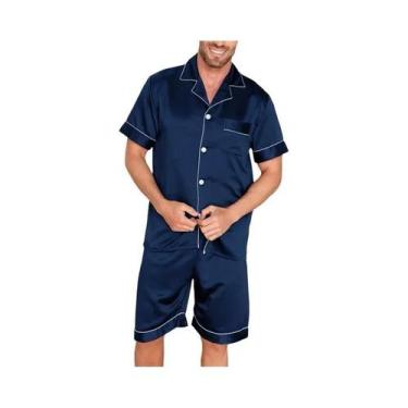 Imagem de Conjunto De Pijama Masculino Com Estampa Xadrez, Manga Curta, Top Com 