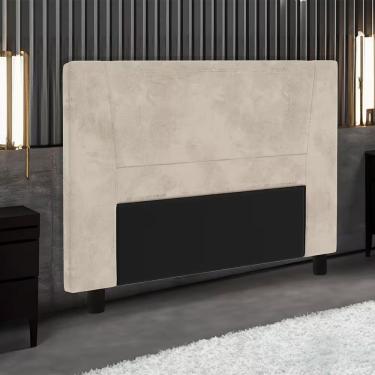 Imagem de Cabeceira Marcela King Size para Cama Box Madeira Maciça Estofada em Suede Bege
