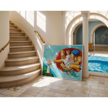 Imagem de Quadro Decorativo a Luta Pela Sobremesa Retangular 80 X 50 em Vinil com Vidro Moldura Madeira Amadeirado