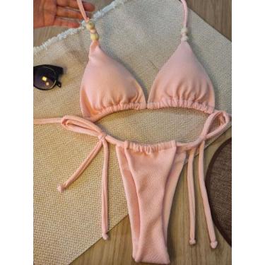 Imagem de Biquini cortininha fio dental amarração lateral Bojo Removivel bronze 