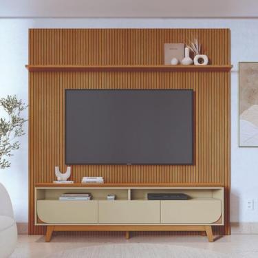 Imagem de Rack com Painel Teto Para TV Até 75 Polegadas Luna Madetec, Cumaru / O