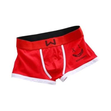 Imagem de Cuecas Boxer Masculinas De Algodão Respirável Com Design De Rosto Sorr